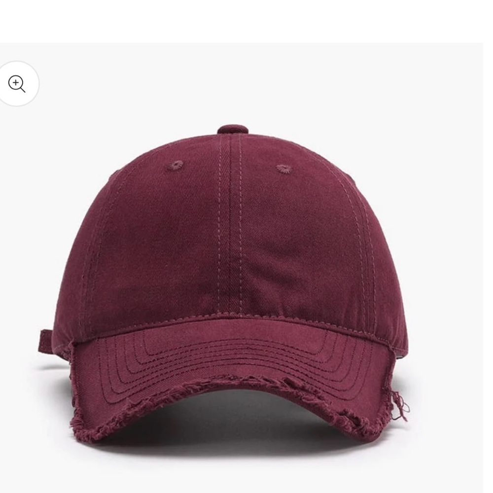 Maroon distressed baseball hat
